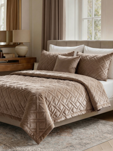 Покрывало NORMA CROSS BEIGE 200*220 от DECOR MAGIC